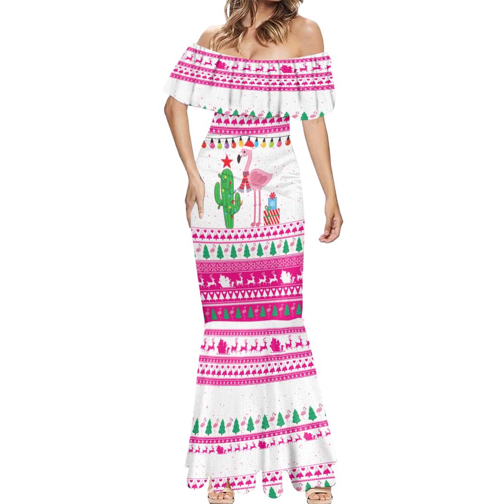 Pink Flamingo Christmas Mermaid Dress Xmas Holiday Patterns - Wonder Print Shop