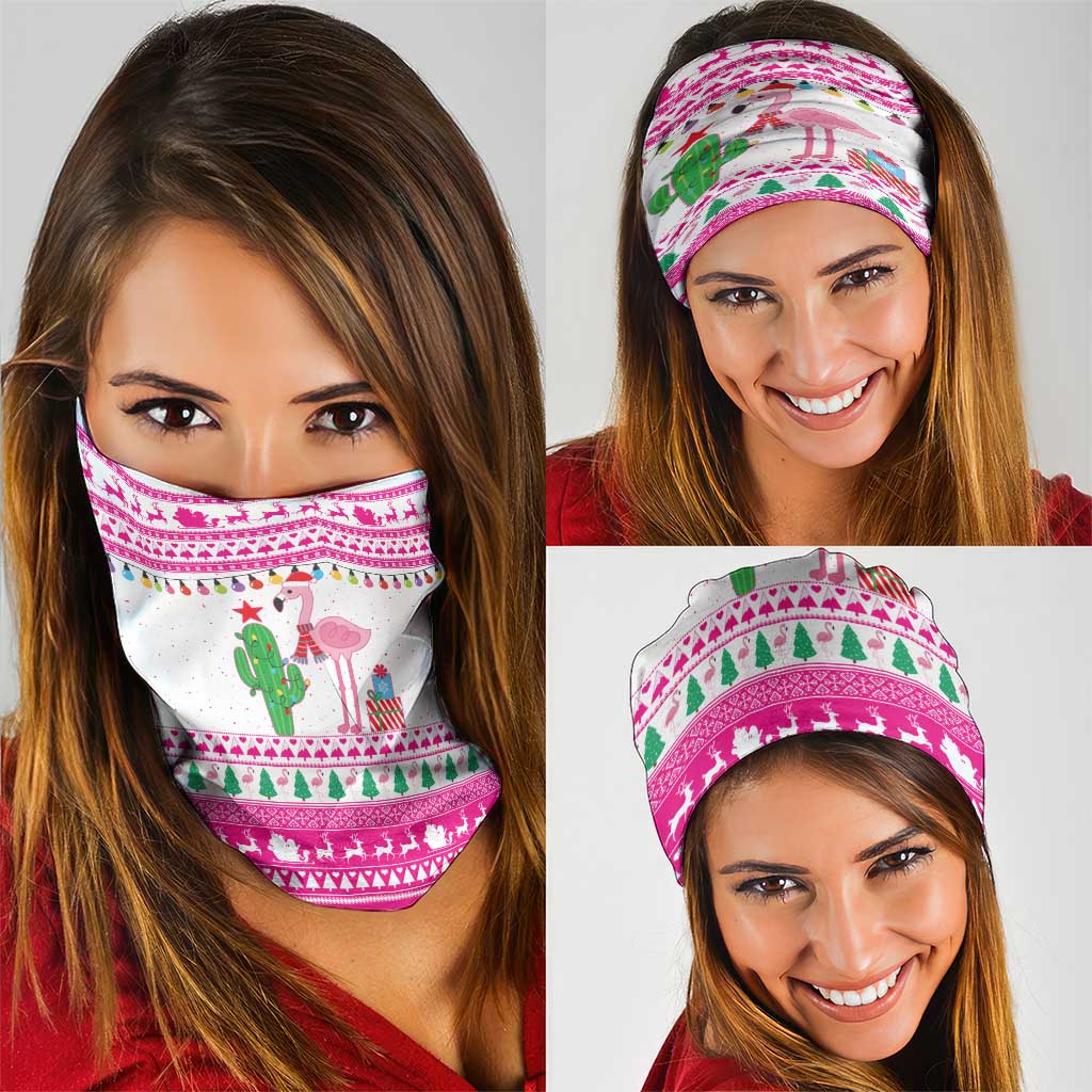 Pink Flamingo Christmas Neck Gaiter Xmas Holiday Patterns - Wonder Print Shop