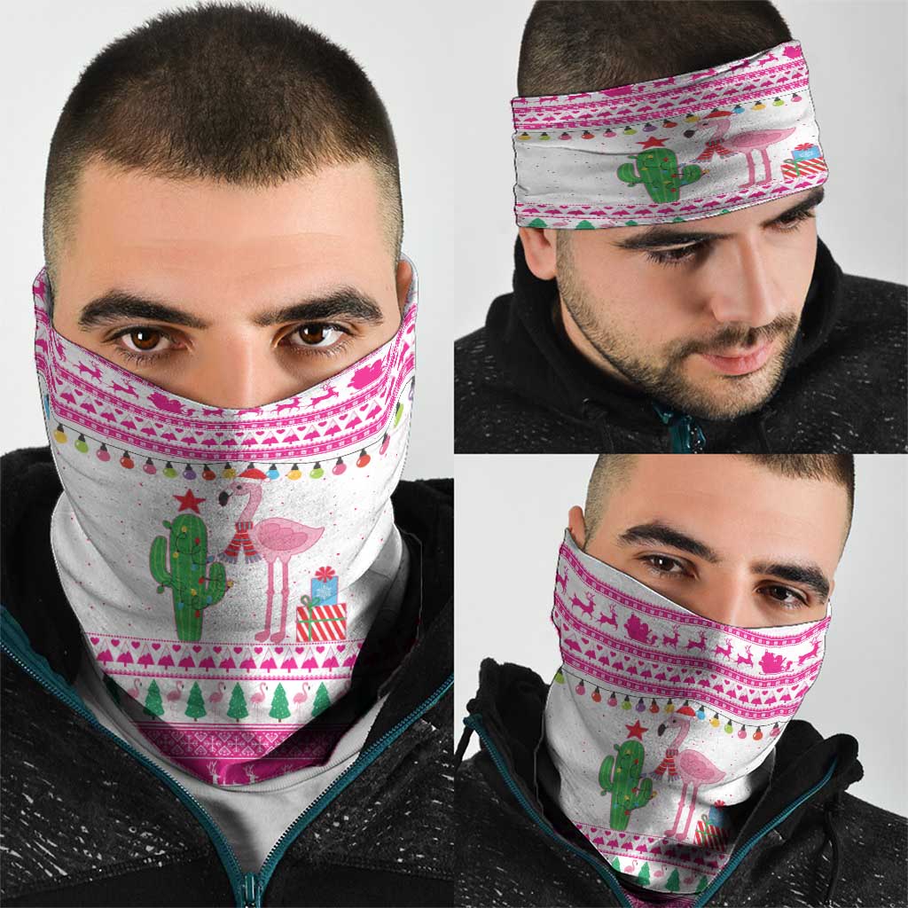 Pink Flamingo Christmas Neck Gaiter Xmas Holiday Patterns - Wonder Print Shop