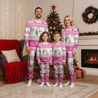 Pink Flamingo Christmas Pajama Set Xmas Holiday Patterns - Wonder Print Shop