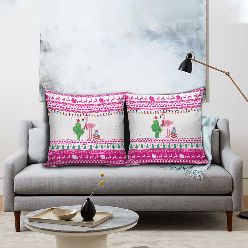 Pink Flamingo Christmas Pillow Cover Xmas Holiday Patterns - Wonder Print Shop