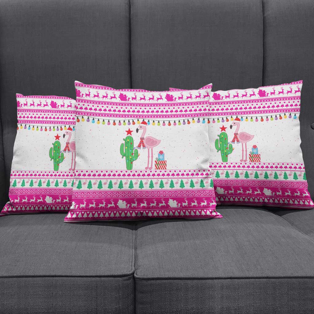 Pink Flamingo Christmas Pillow Cover Xmas Holiday Patterns - Wonder Print Shop