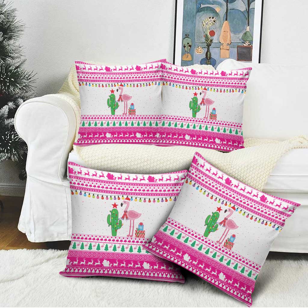 Pink Flamingo Christmas Pillow Cover Xmas Holiday Patterns - Wonder Print Shop
