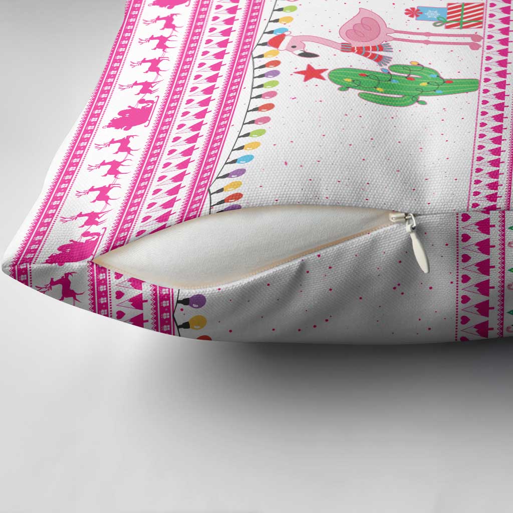 Pink Flamingo Christmas Pillow Cover Xmas Holiday Patterns - Wonder Print Shop