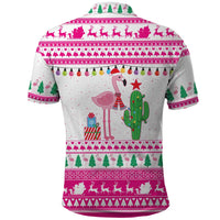 Pink Flamingo Christmas Polo Shirt Xmas Holiday Patterns - Wonder Print Shop