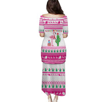 Pink Flamingo Christmas Puletasi Xmas Holiday Patterns - Wonder Print Shop