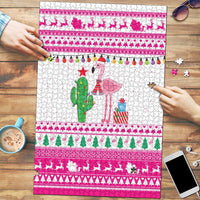 Pink Flamingo Christmas Puzzle Xmas Holiday Patterns - Wonder Print Shop