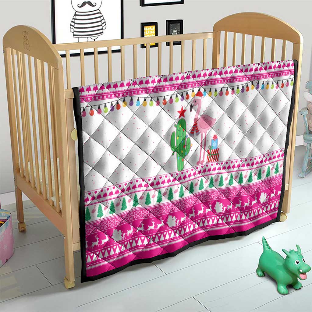 Pink Flamingo Christmas Quilt Xmas Holiday Patterns - Wonder Print Shop