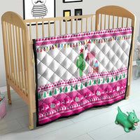 Pink Flamingo Christmas Quilt Xmas Holiday Patterns - Wonder Print Shop