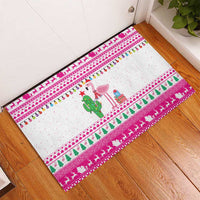 Pink Flamingo Christmas Rubber Doormat Xmas Holiday Patterns - Wonder Print Shop