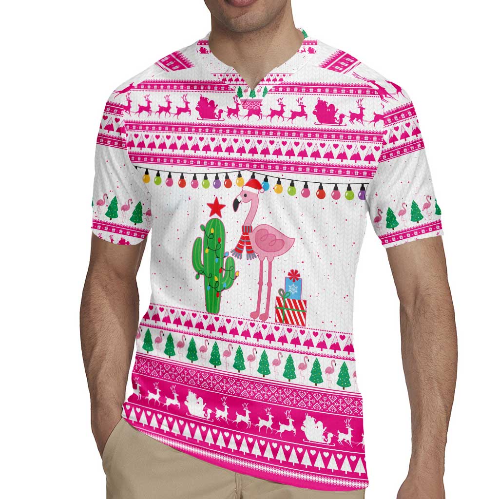 Pink Flamingo Christmas Rugby Jersey Xmas Holiday Patterns - Wonder Print Shop