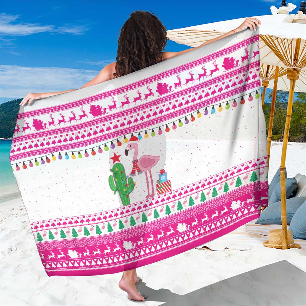 Pink Flamingo Christmas Sarong Xmas Holiday Patterns - Wonder Print Shop