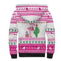 Pink Flamingo Christmas Sherpa Hoodie Xmas Holiday Patterns - Wonder Print Shop