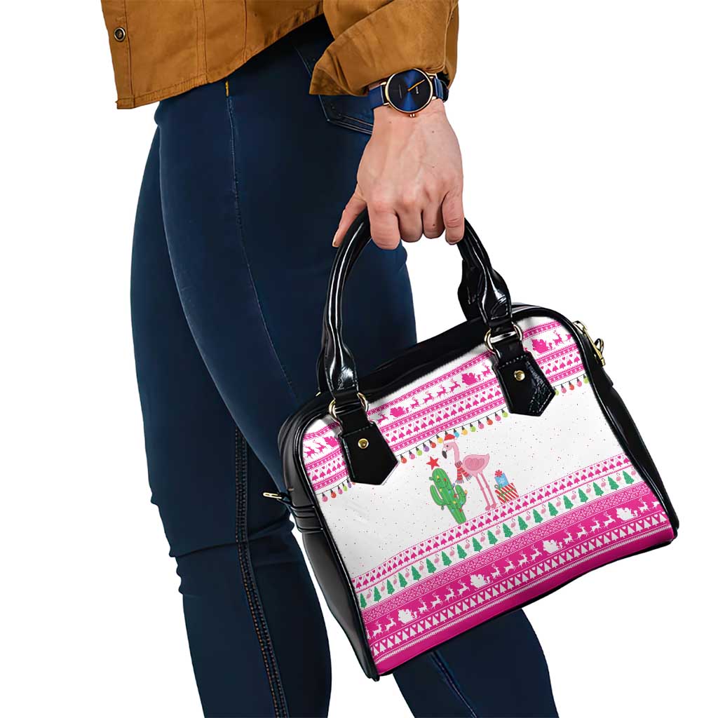 Pink Flamingo Christmas Shoulder Handbag Xmas Holiday Patterns - Wonder Print Shop