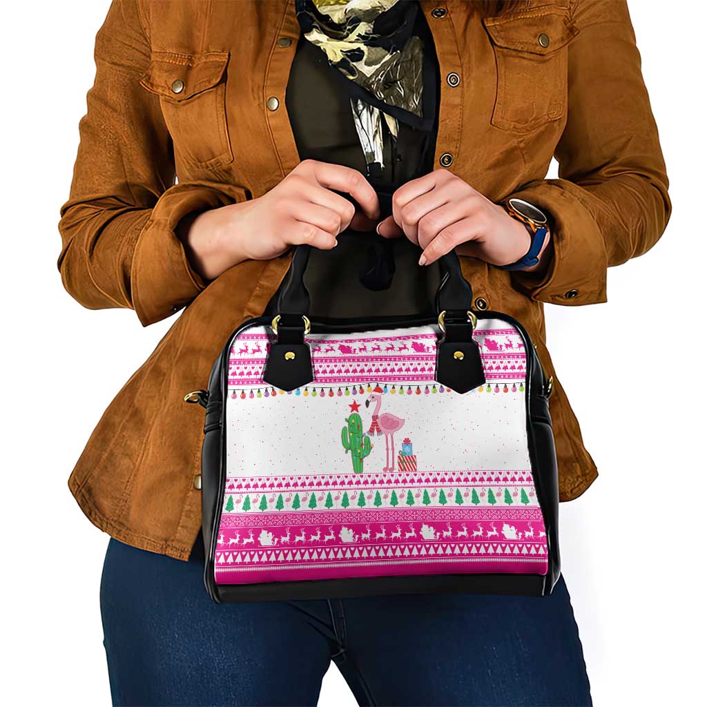 Pink Flamingo Christmas Shoulder Handbag Xmas Holiday Patterns - Wonder Print Shop