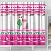Pink Flamingo Christmas Shower Curtain Xmas Holiday Patterns - Wonder Print Shop