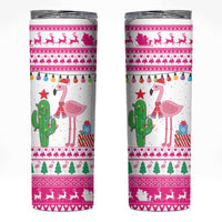 Pink Flamingo Christmas Skinny Tumbler Xmas Holiday Patterns - Wonder Print Shop
