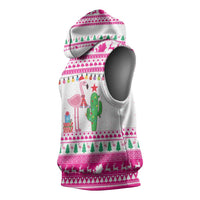 Pink Flamingo Christmas Sleeveless Hoodie Xmas Holiday Patterns - Wonder Print Shop