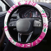 Pink Flamingo Christmas Steering Wheel Cover Xmas Holiday Patterns - Wonder Print Shop