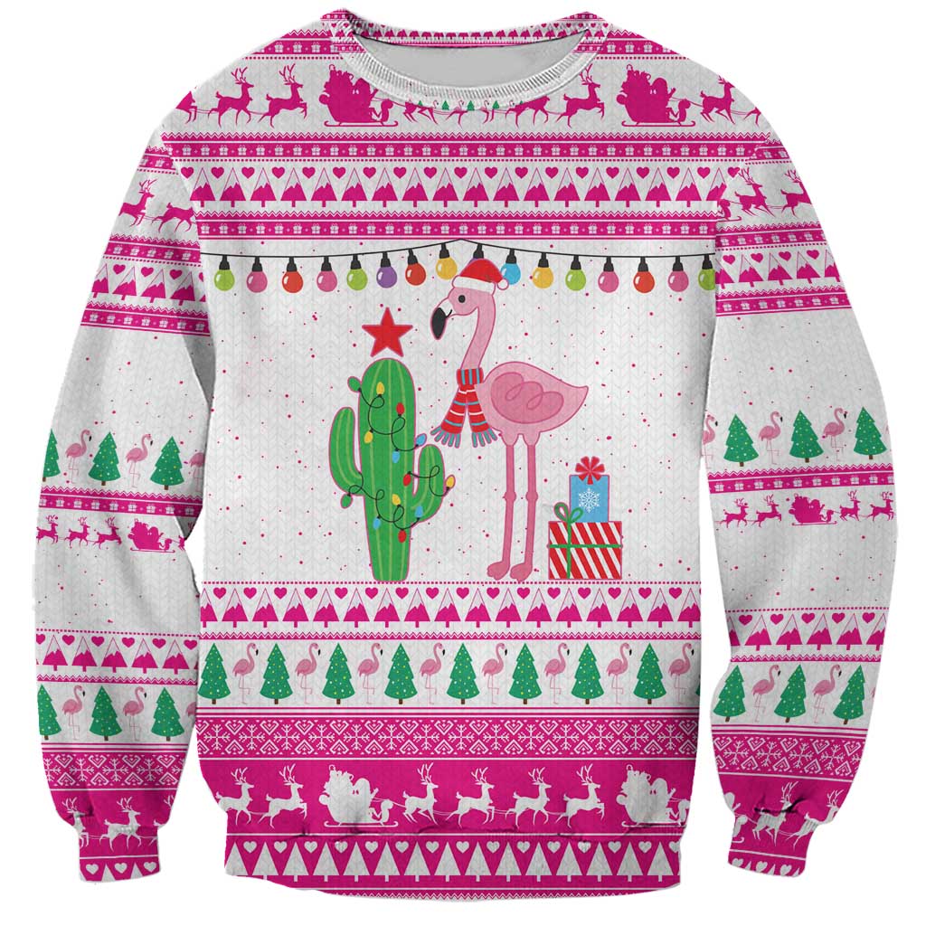 Pink Flamingo Christmas Sweatshirt Xmas Holiday Patterns - Wonder Print Shop