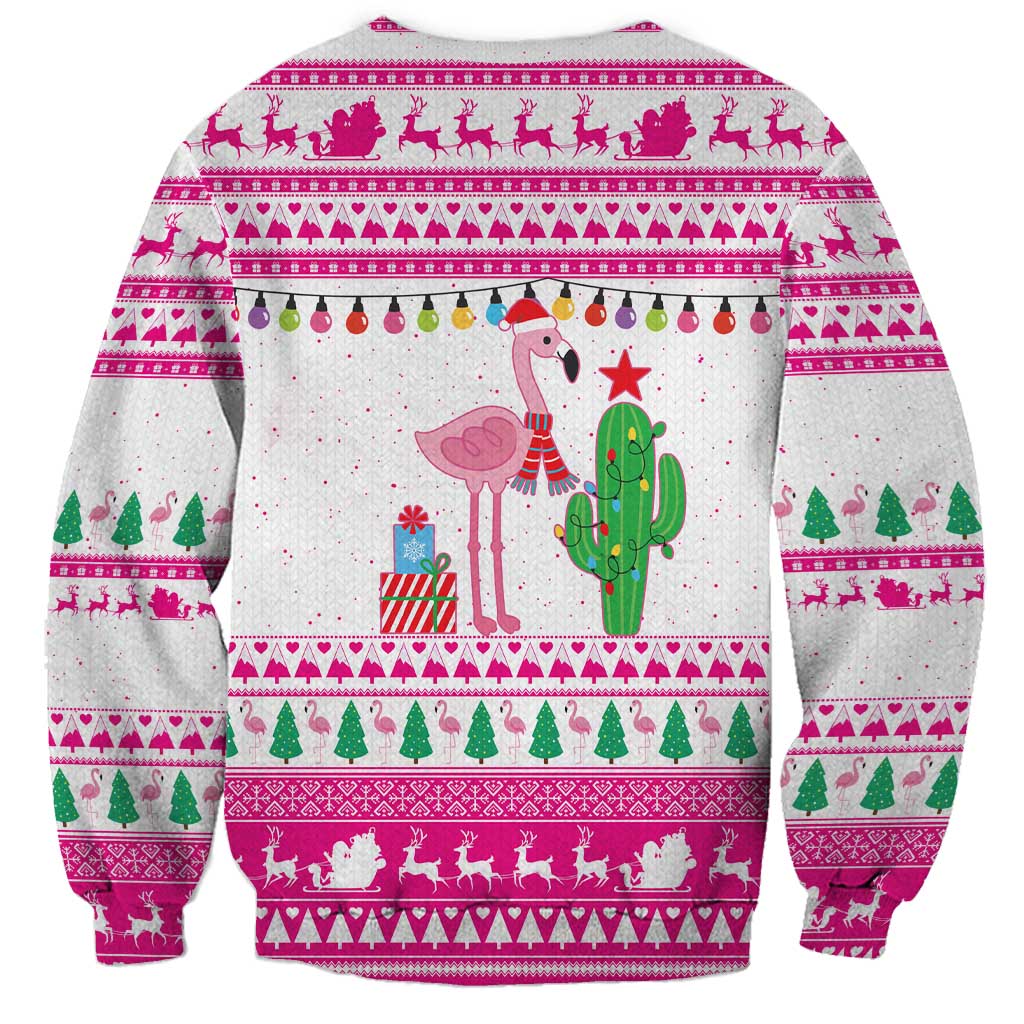 Pink Flamingo Christmas Sweatshirt Xmas Holiday Patterns - Wonder Print Shop