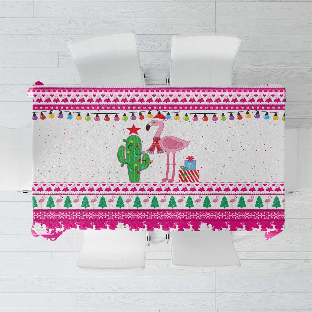 Pink Flamingo Christmas Tablecloth Xmas Holiday Patterns - Wonder Print Shop