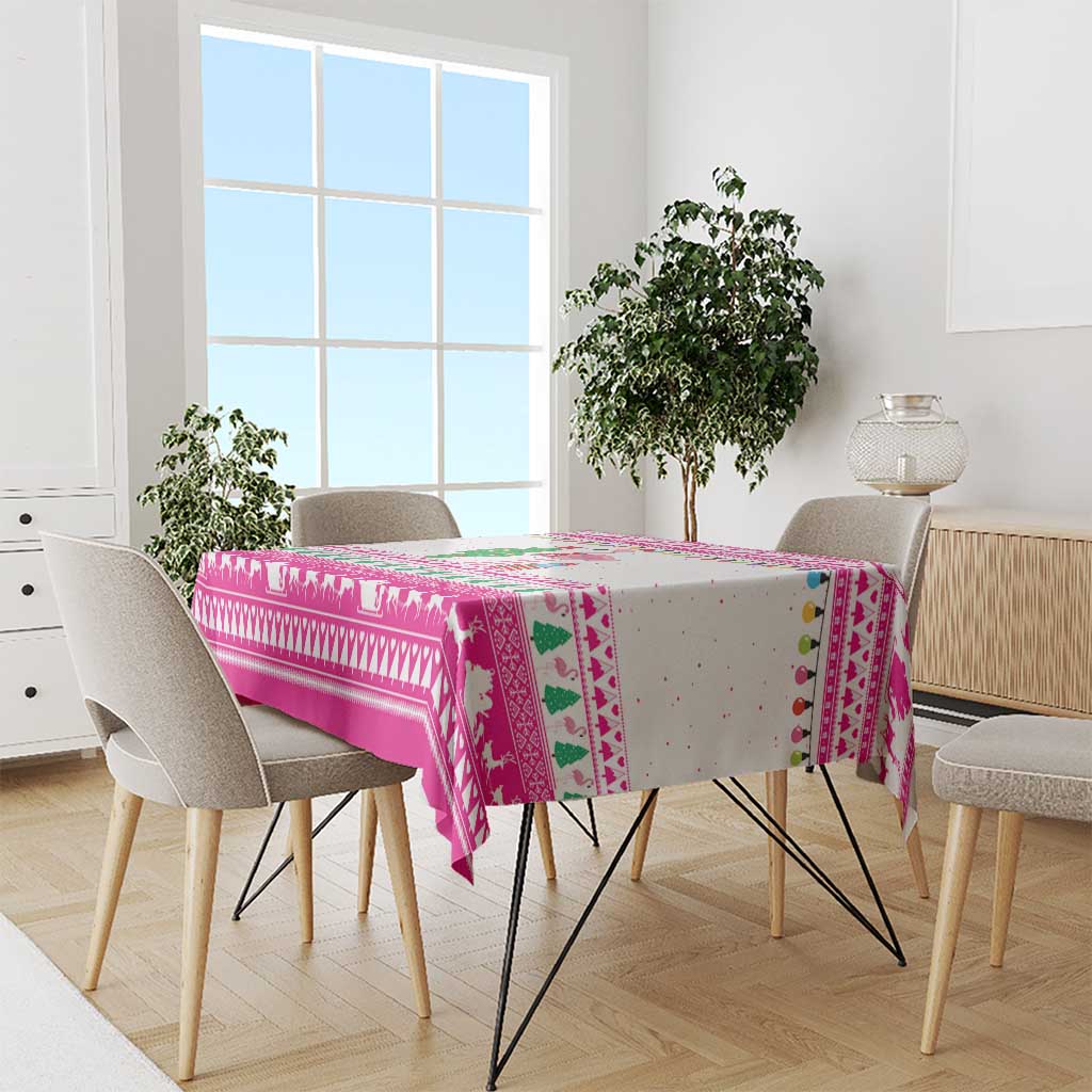 Pink Flamingo Christmas Tablecloth Xmas Holiday Patterns - Wonder Print Shop