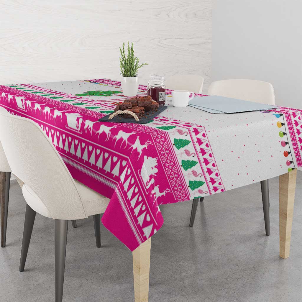 Pink Flamingo Christmas Tablecloth Xmas Holiday Patterns - Wonder Print Shop
