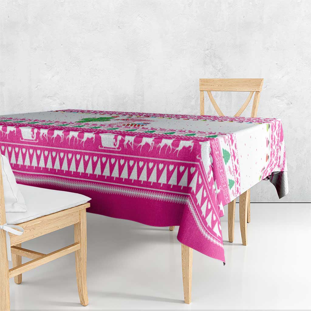 Pink Flamingo Christmas Tablecloth Xmas Holiday Patterns - Wonder Print Shop