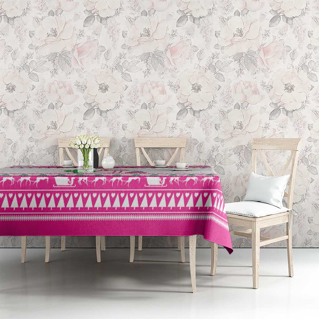 Pink Flamingo Christmas Tablecloth Xmas Holiday Patterns - Wonder Print Shop