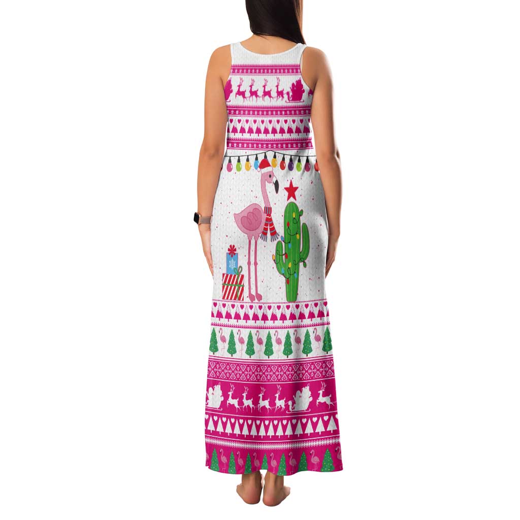 Pink Flamingo Christmas Tank Maxi Dress Xmas Holiday Patterns - Wonder Print Shop