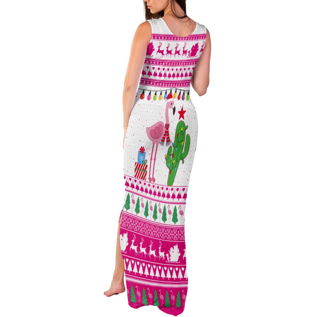 Pink Flamingo Christmas Tank Maxi Dress Xmas Holiday Patterns - Wonder Print Shop