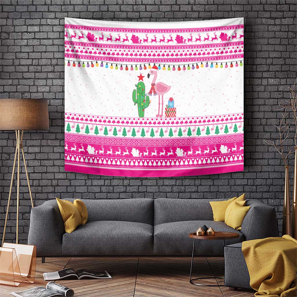 Pink Flamingo Christmas Tapestry Xmas Holiday Patterns - Wonder Print Shop
