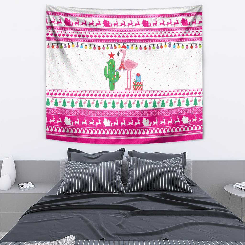 Pink Flamingo Christmas Tapestry Xmas Holiday Patterns - Wonder Print Shop