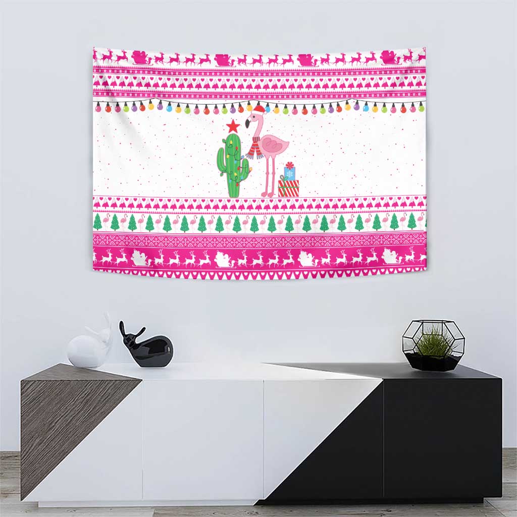 Pink Flamingo Christmas Tapestry Xmas Holiday Patterns - Wonder Print Shop