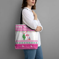 Pink Flamingo Christmas Tote Bag Xmas Holiday Patterns - Wonder Print Shop
