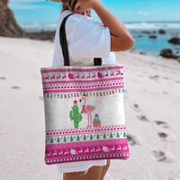Pink Flamingo Christmas Tote Bag Xmas Holiday Patterns - Wonder Print Shop