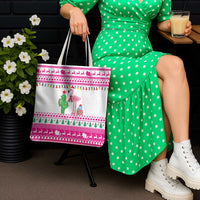 Pink Flamingo Christmas Tote Bag Xmas Holiday Patterns - Wonder Print Shop