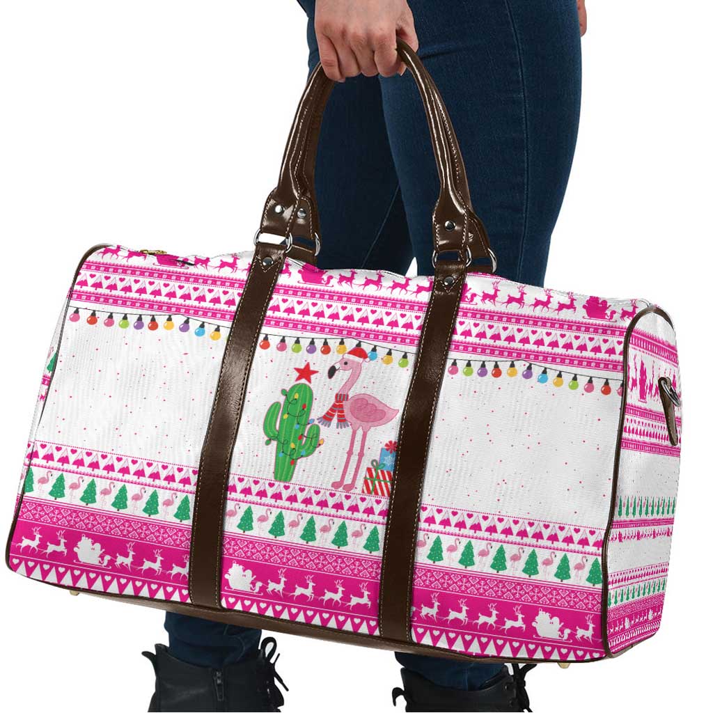 Pink Flamingo Christmas Travel Bag Xmas Holiday Patterns - Wonder Print Shop