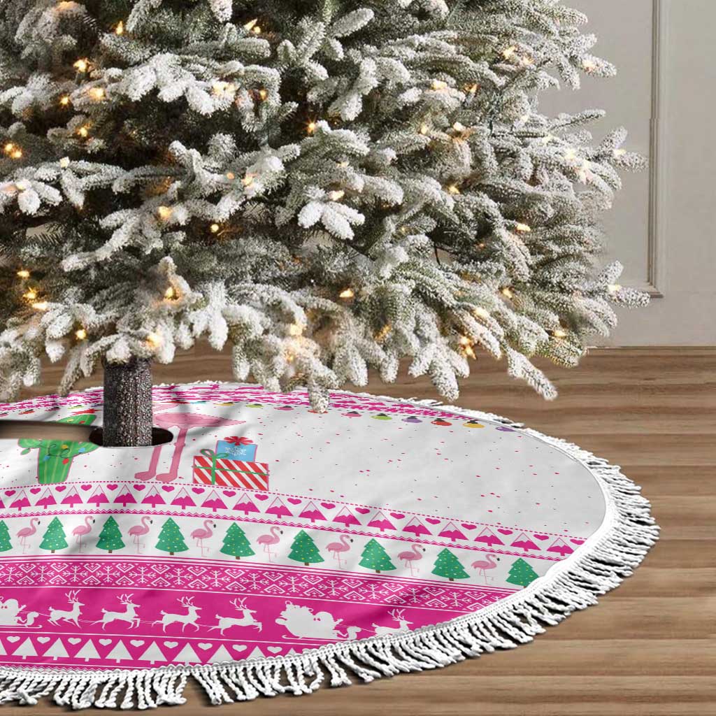 Pink Flamingo Christmas Tree Skirt Xmas Holiday Patterns - Wonder Print Shop