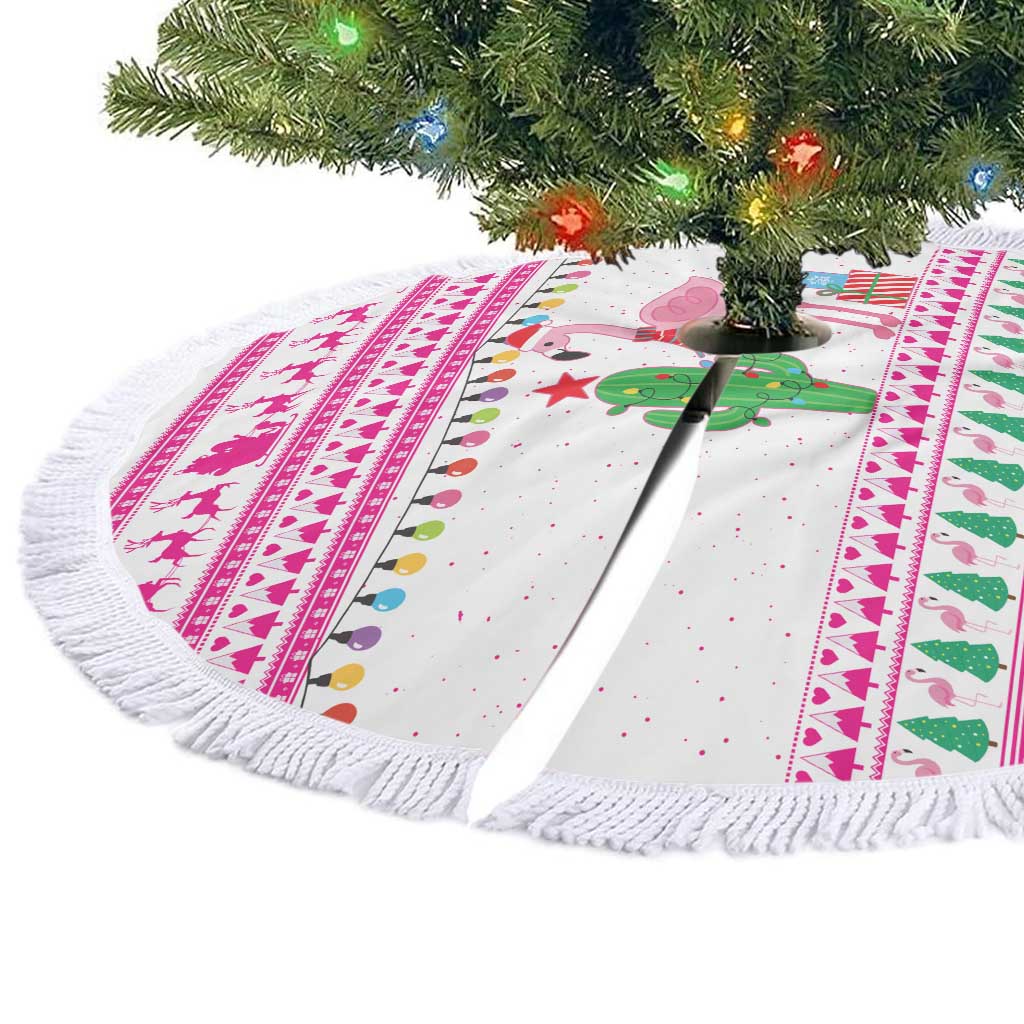 Pink Flamingo Christmas Tree Skirt Xmas Holiday Patterns - Wonder Print Shop