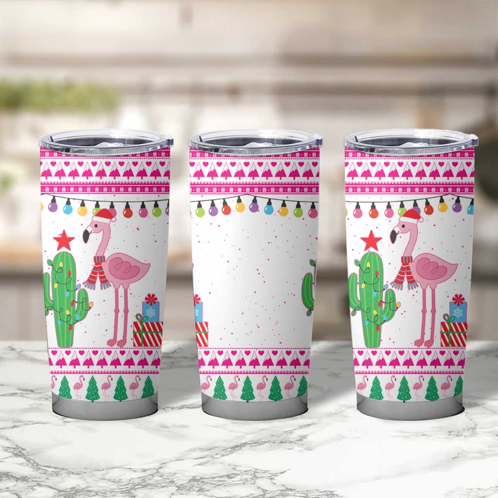 Pink Flamingo Christmas Tumbler Cup Xmas Holiday Patterns - Wonder Print Shop