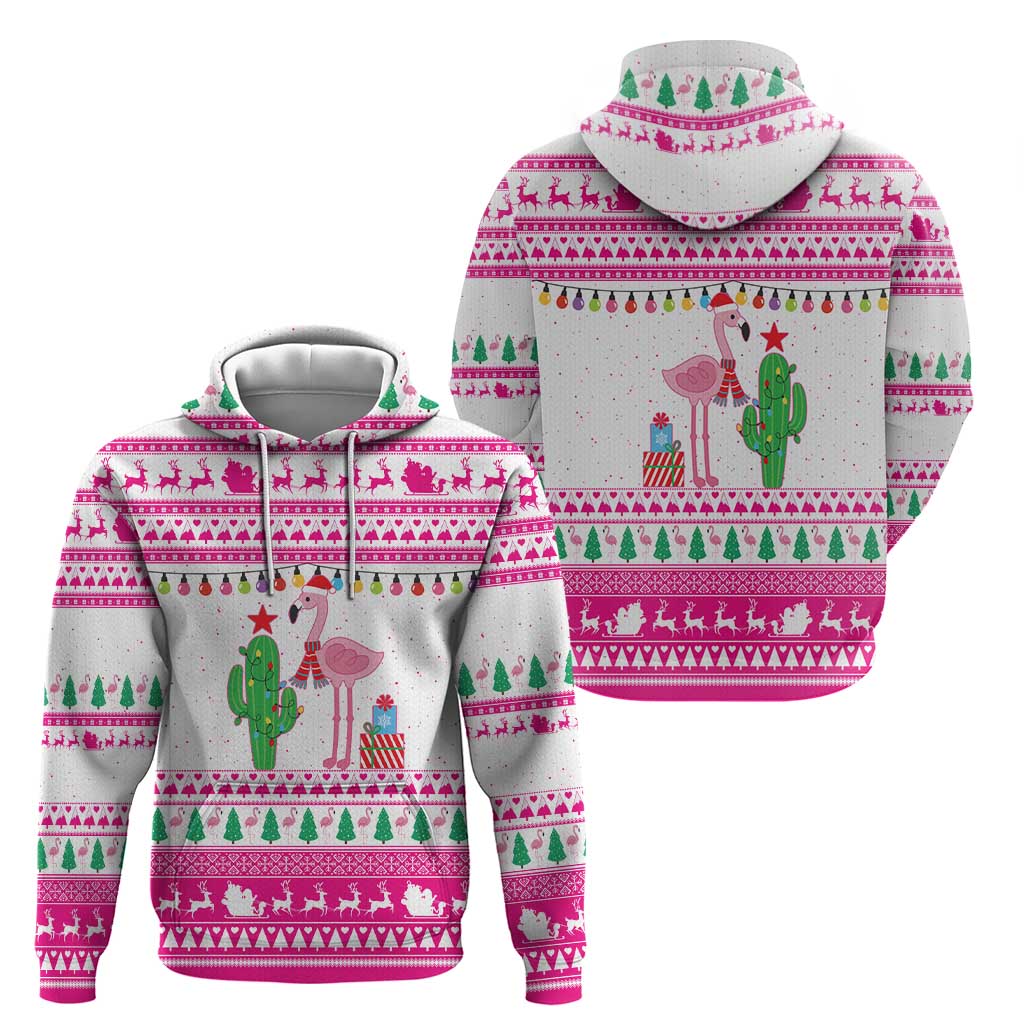 Pink Flamingo Christmas Zip Hoodie Xmas Holiday Patterns - Wonder Print Shop