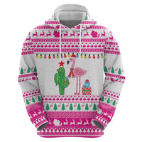 Pink Flamingo Christmas Zip Hoodie Xmas Holiday Patterns - Wonder Print Shop