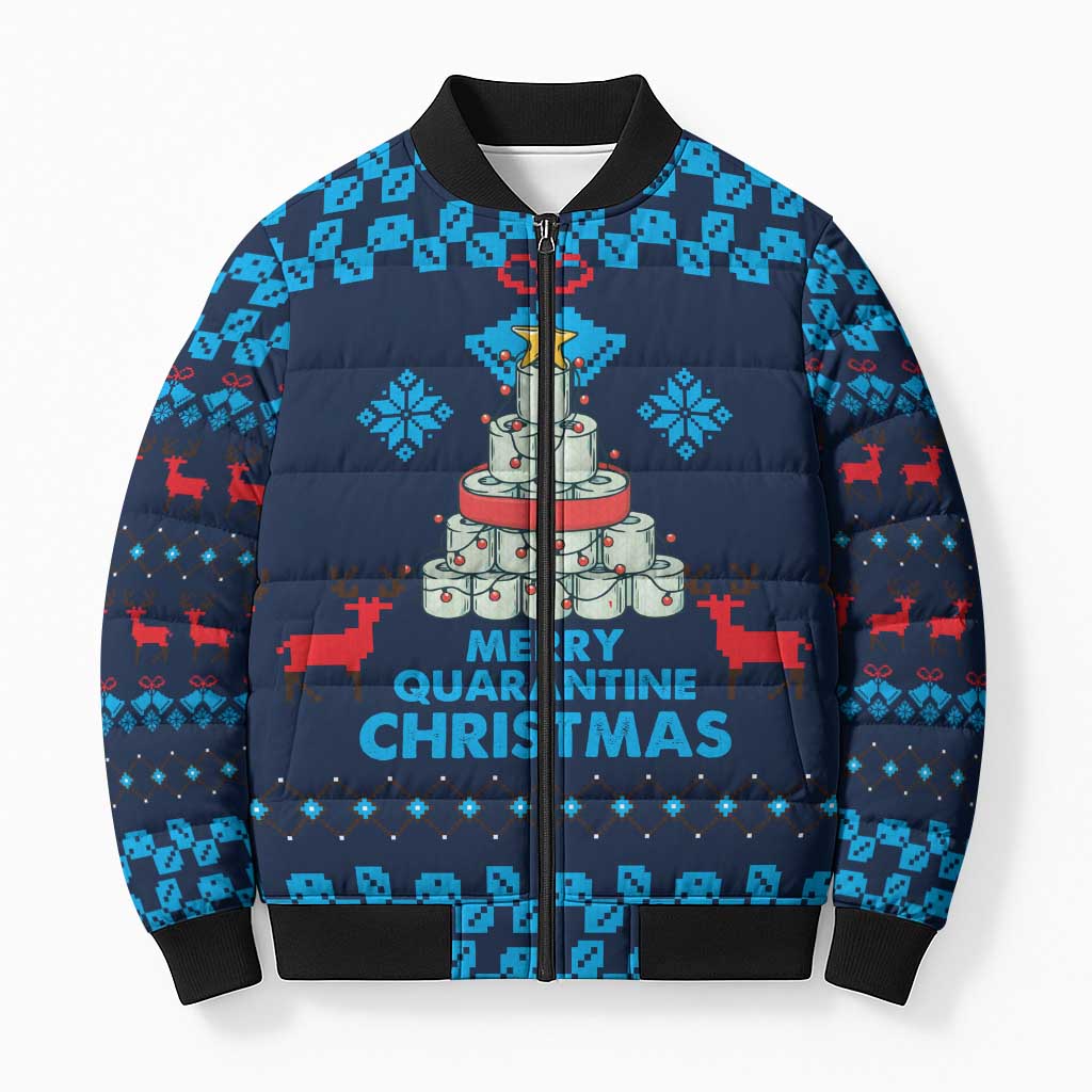 Merry Quarantine Christmas Bomber Puffer Jacket Xmas Holiday Patterns - Wonder Print Shop