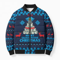 Merry Quarantine Christmas Bomber Puffer Jacket Xmas Holiday Patterns - Wonder Print Shop