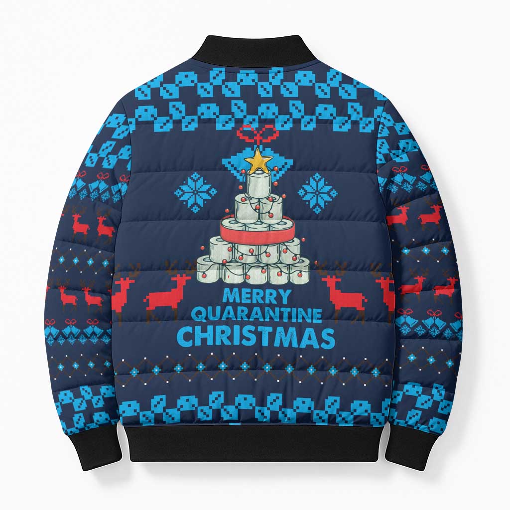 Merry Quarantine Christmas Bomber Puffer Jacket Xmas Holiday Patterns - Wonder Print Shop