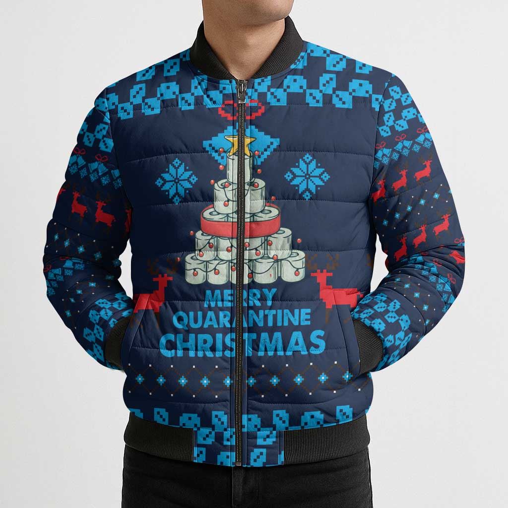 Merry Quarantine Christmas Bomber Puffer Jacket Xmas Holiday Patterns - Wonder Print Shop