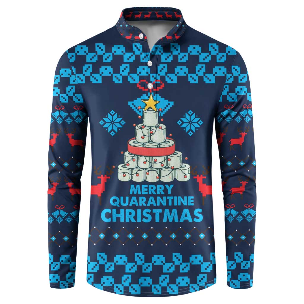 Merry Quarantine Christmas Button Sweatshirt Xmas Holiday Patterns - Wonder Print Shop