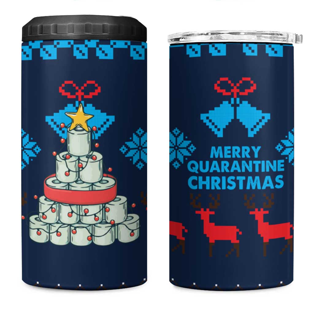 Merry Quarantine Christmas 4 in 1 Can Cooler Tumbler Xmas Holiday Patterns - Wonder Print Shop